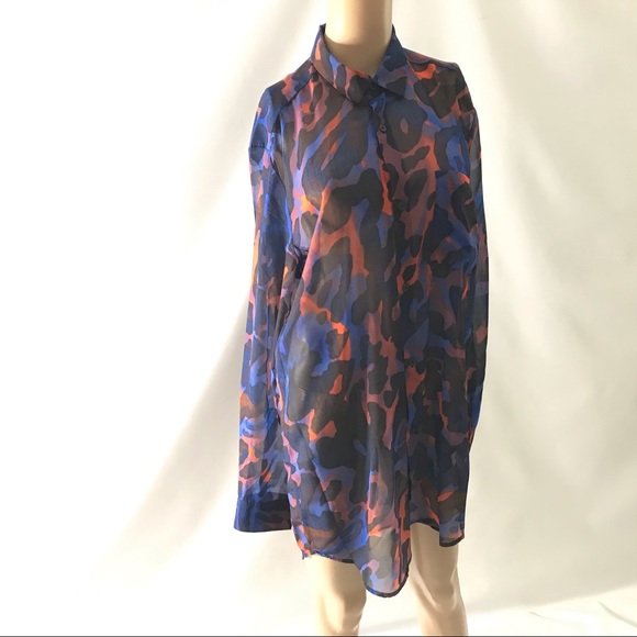 ASOS Design Size M Chiffon Button Up See Through Shirt Women Purple Longsleeve - Picture 7 of 7